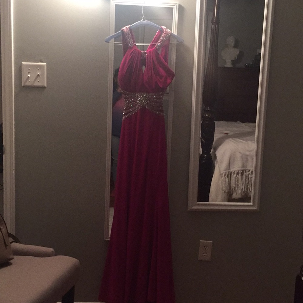 Purple bead prom dress
